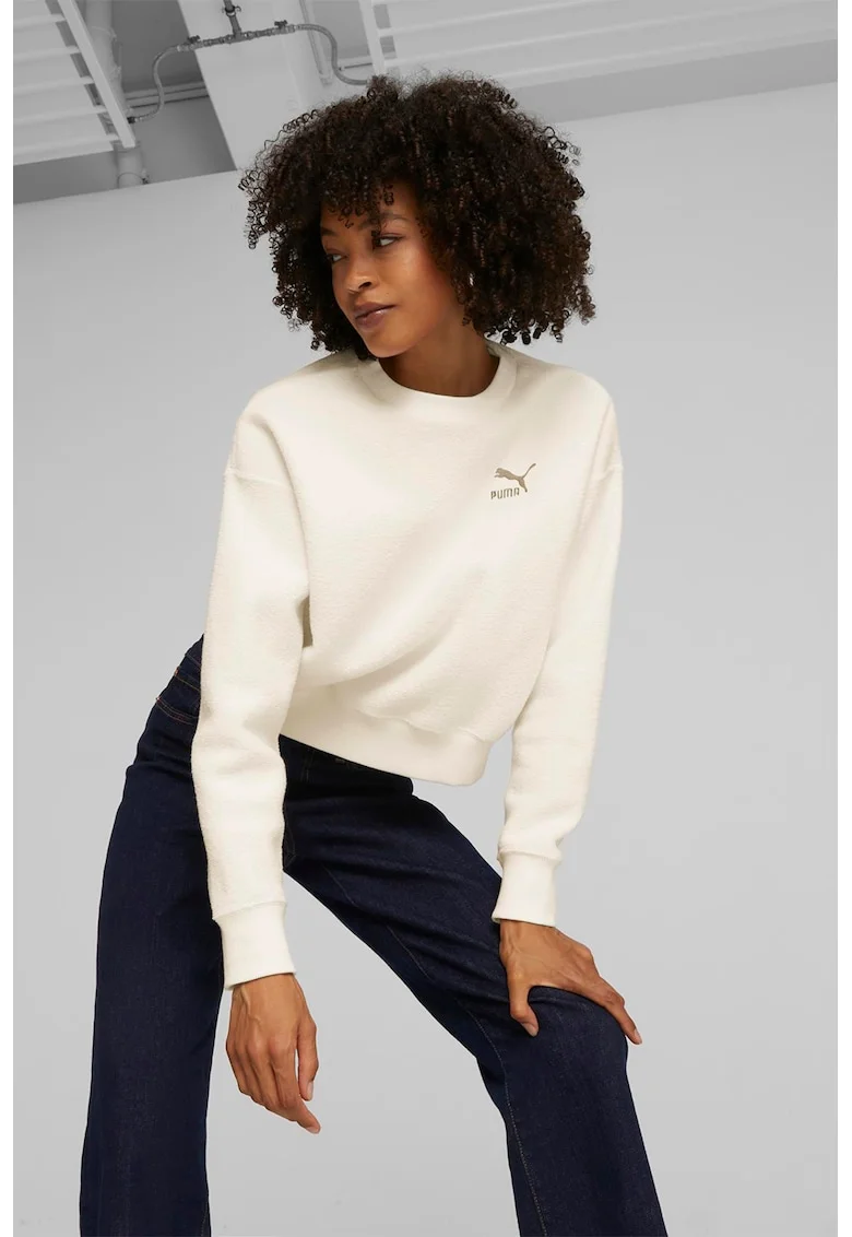 Bluza sport cu decolteu la baza gatului Classics, Alb fildes