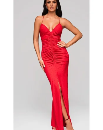 Rochie de seara Maxi LARICA LA-OM-DLR200, Nude, XL, Rosu