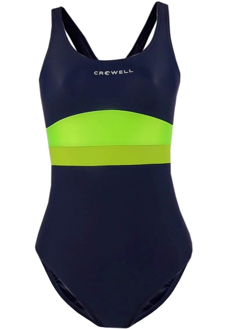 Costum de baie dama  poliamida/elastan, Verde lime/Albastru