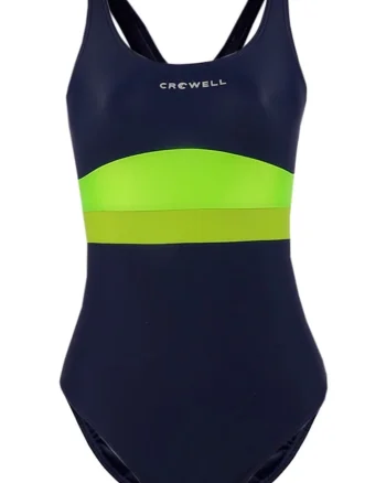 Costum de baie dama  poliamida/elastan, Verde lime/Albastru