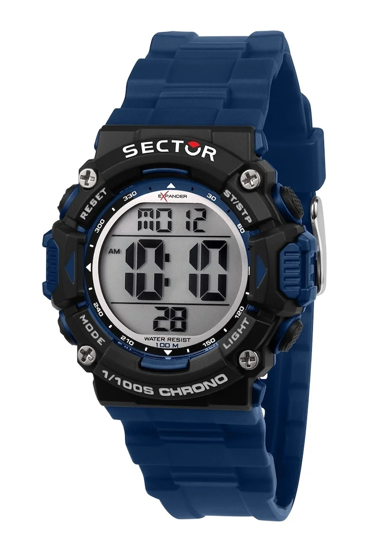 Ceas digital cu aspect masiv, Negru/Albastru indigo
