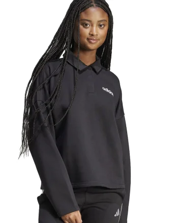 Bluza de trening cu logo si guler clasic, Negru stins