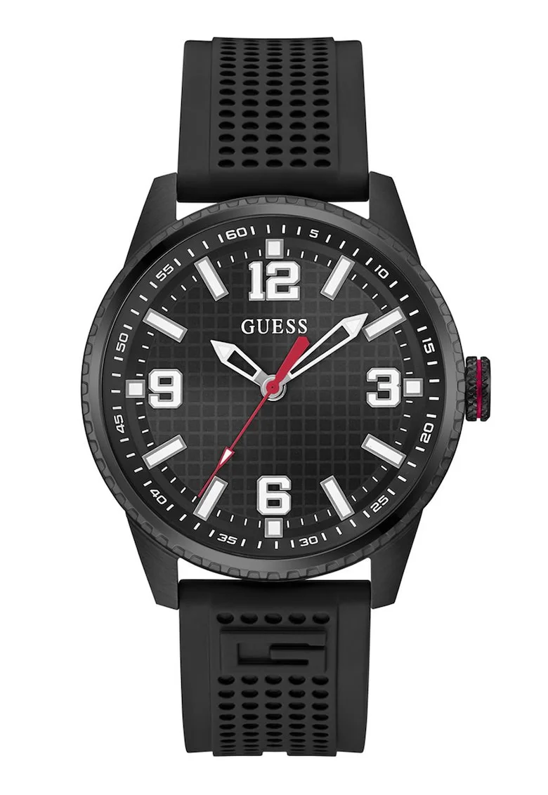 Ceas quartz cu o curea de silicon, Negru