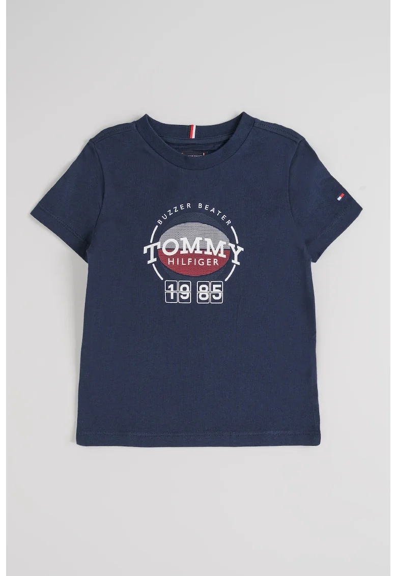 Tricou de bumbac organic cu imprimeu logo, Bleumarin