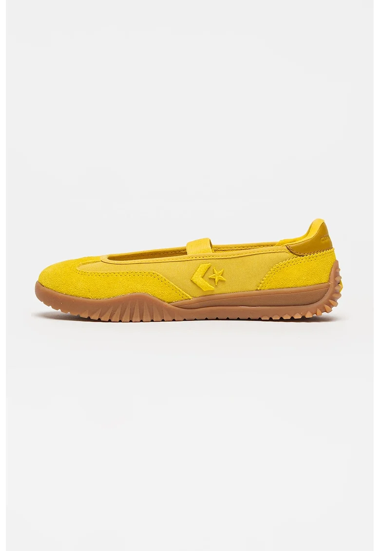 Balerini cu insertii de piele intoarsa Run Star, Galben neon