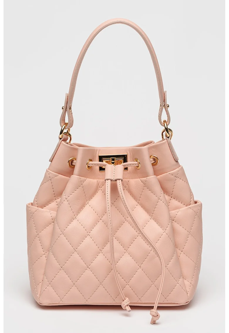 Geanta bucket de piele, Roz somon