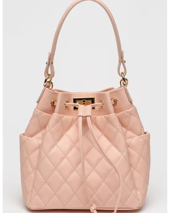 Geanta bucket de piele, Roz somon