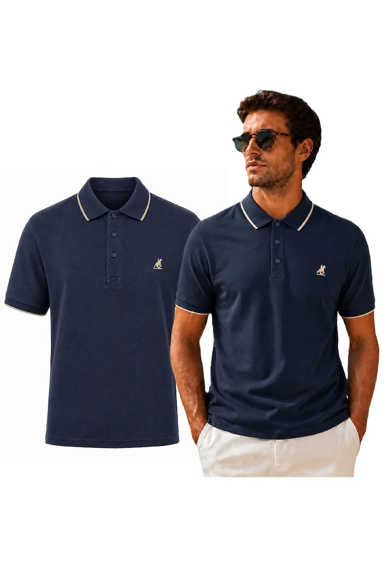 Tricou uni cu detalii contrastante