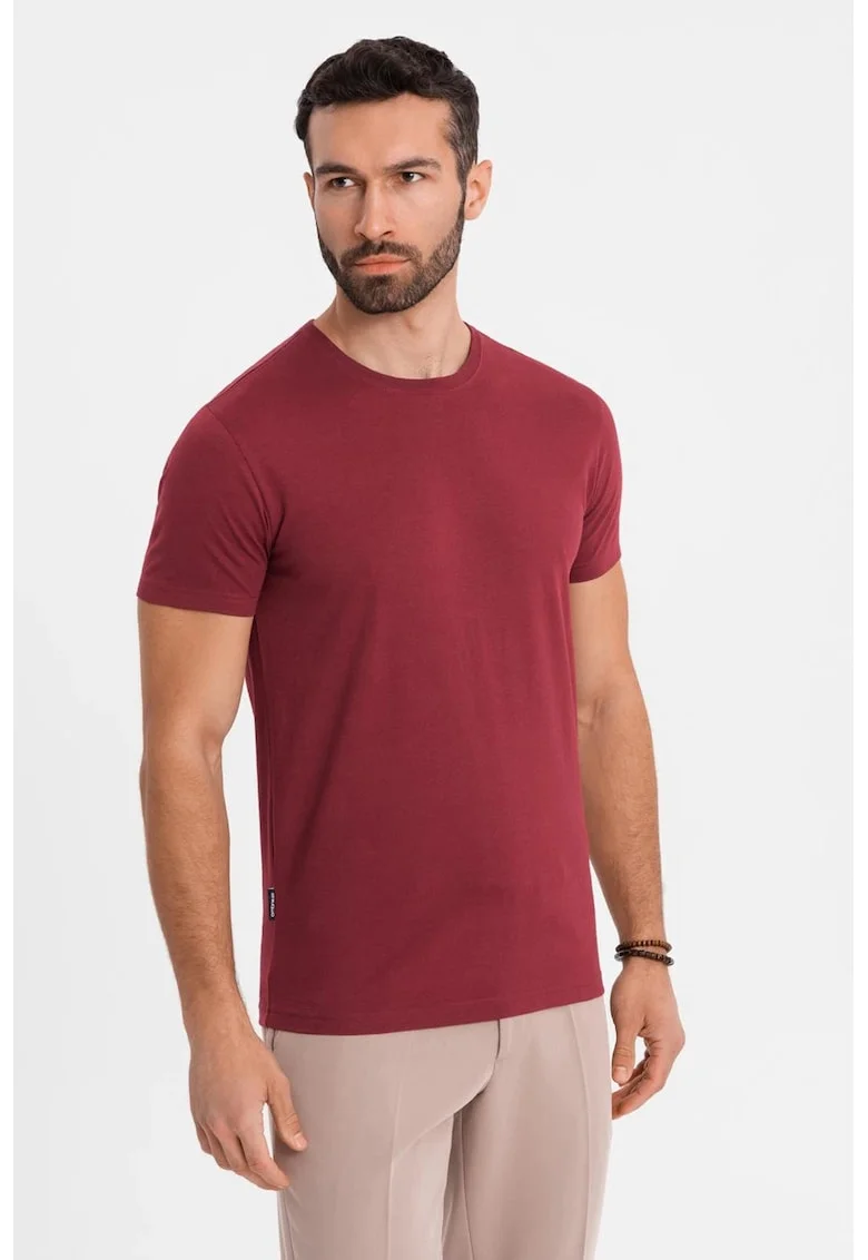 Tricou uni cu decolteu la baza gatului, Visiniu