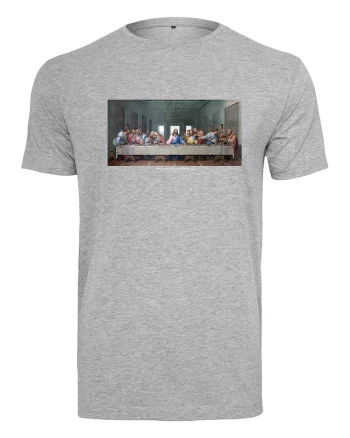 Tricou cu imprimeu, Gri melange