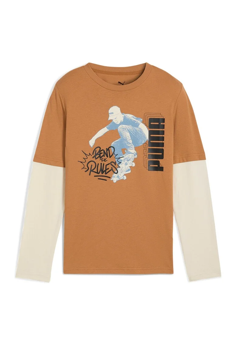 Bluza cu design 2-in-1 Mid 90s, Crem/Maro camel