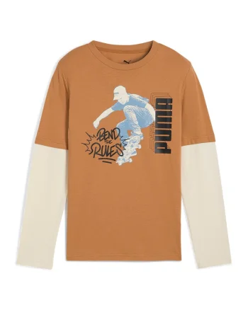 Bluza cu design 2-in-1 Mid 90s, Crem/Maro camel