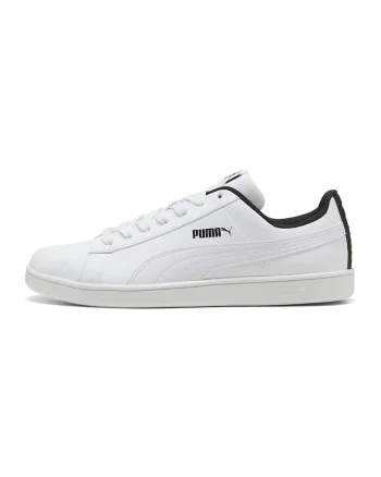 Pantofi sport de piele ecologica cu talpa plata, Negru/Alb optic