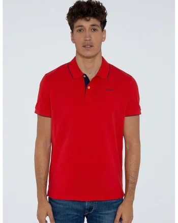 Tricou de bumbac cu logo brodat Lucas, Rosu