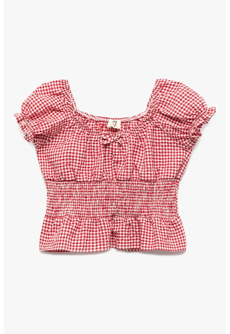 Bluza in carouri cu talie elastica, Rosu