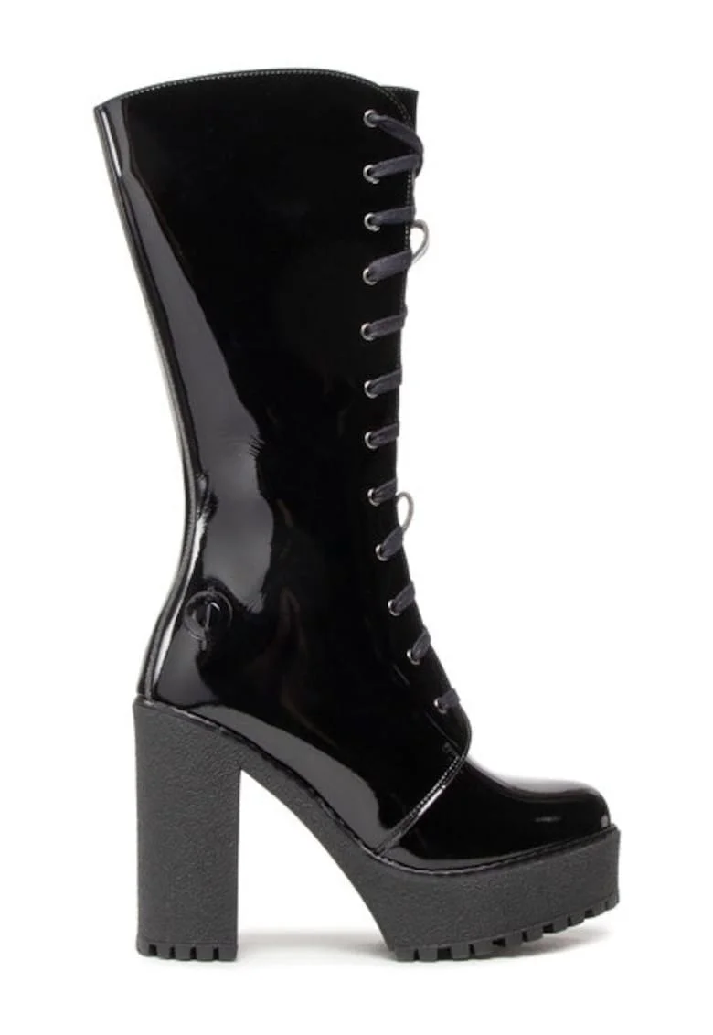 Cizme dama,  301100, Piele ecologica, Negru