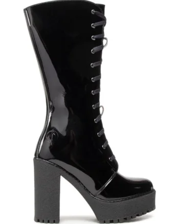 Cizme dama,  301100, Piele ecologica, Negru