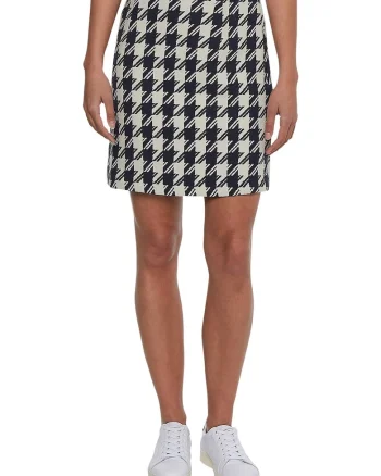Fusta mini din jacquard cu model houndstooth, Alb/Negru