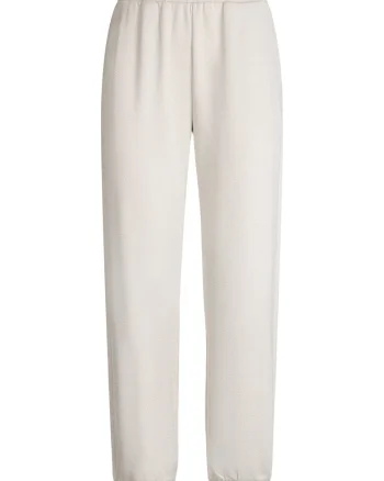 Pantaloni relaxed-fit cu terminatii elastice cu logo, Alb fildes