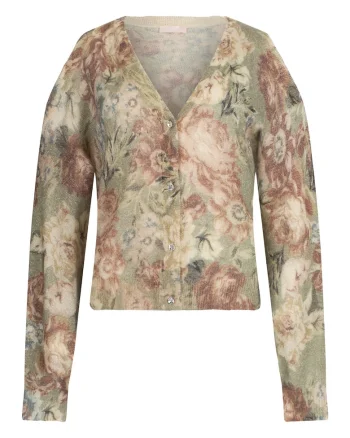 Cardigan din amestec de lana si lana alpaca, Verde pal