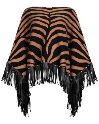 Poncho uni tricotat, Negru/Maro