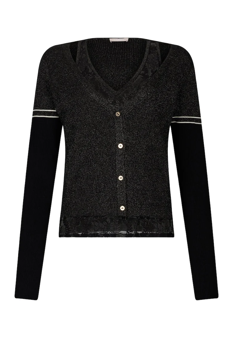 Cardigan cu model 2 in 1, Negru