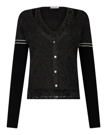 Cardigan cu model 2 in 1, Negru