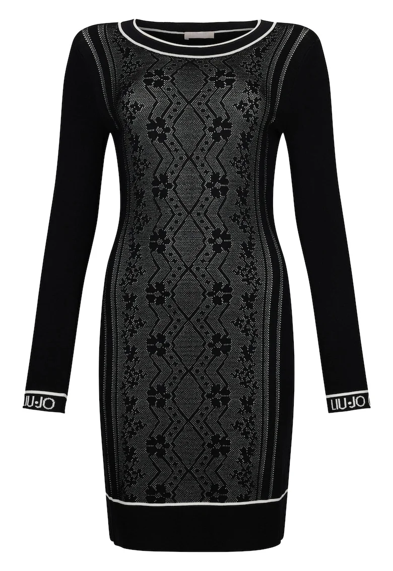 Rochie din tricou cu decolteu rotund, Negru