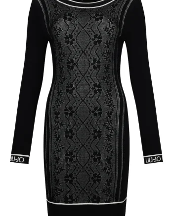 Rochie din tricou cu decolteu rotund, Negru