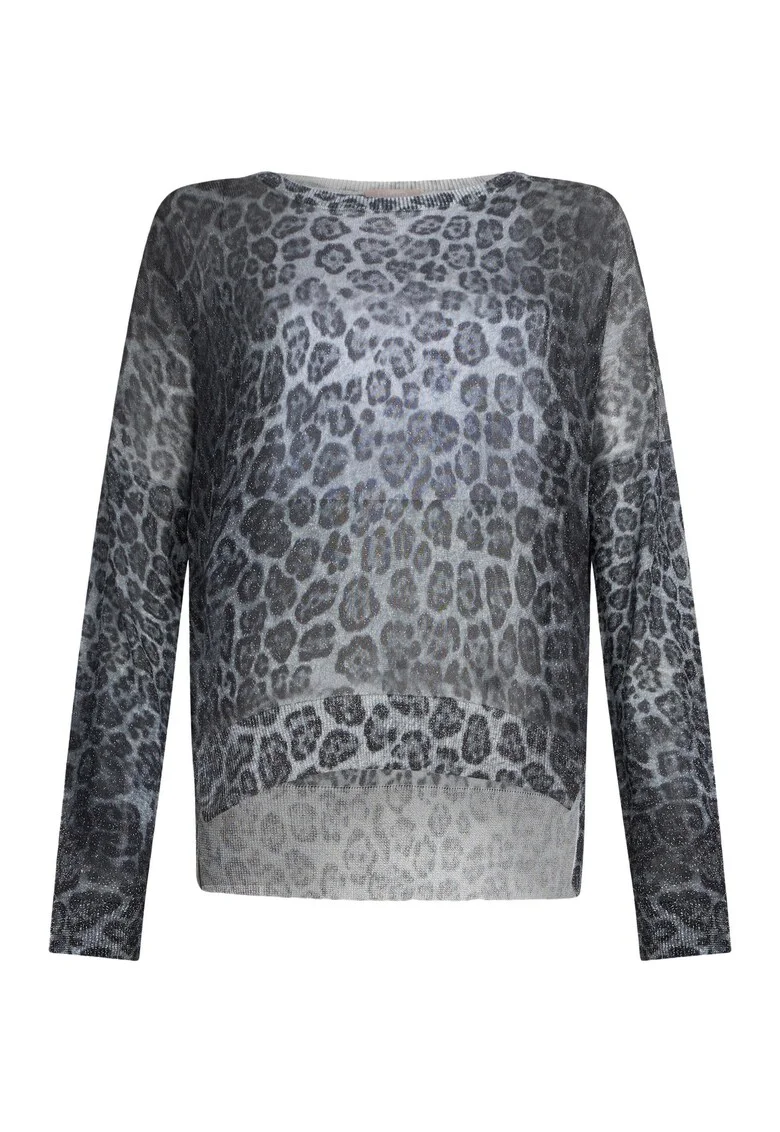 Pulover din lurex cu model, Gri deschis/Gri inchis