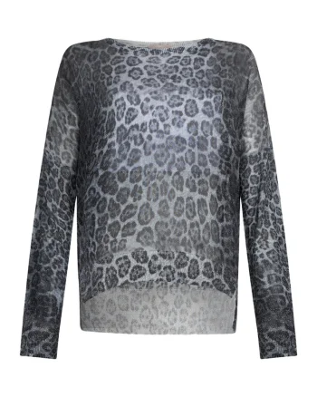 Pulover din lurex cu model, Gri deschis/Gri inchis