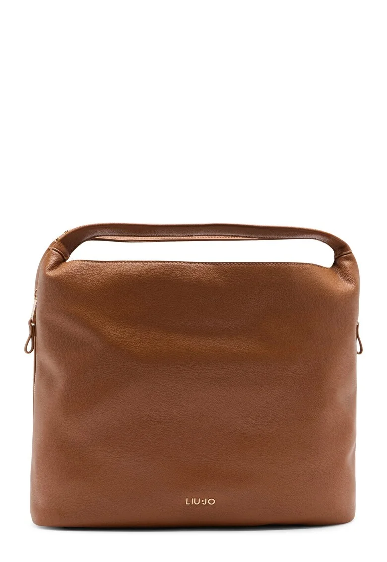 Geanta din piele ecologica cu bareta de umar, Maro cognac