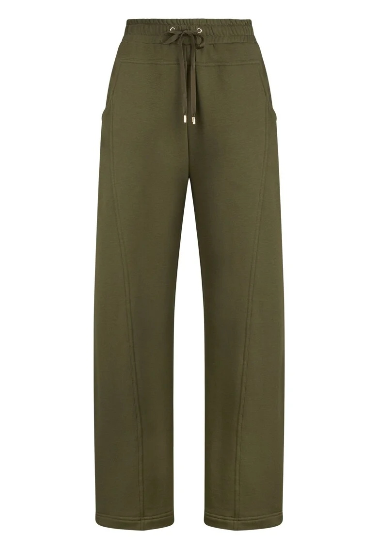 Pantaloni de trening cu croiala dreapta si buzunare, Verde masliniu