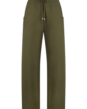 Pantaloni de trening cu croiala dreapta si buzunare, Verde masliniu