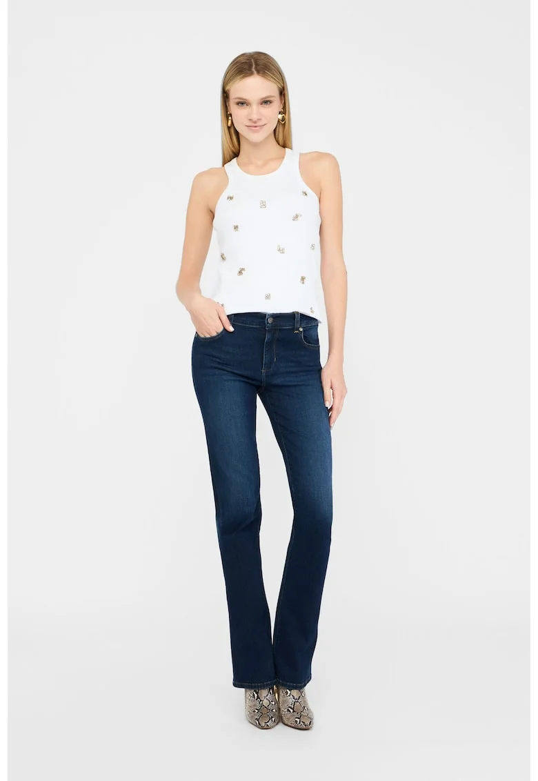 Blugi cu croiala bootcut si talie medie, Albastru