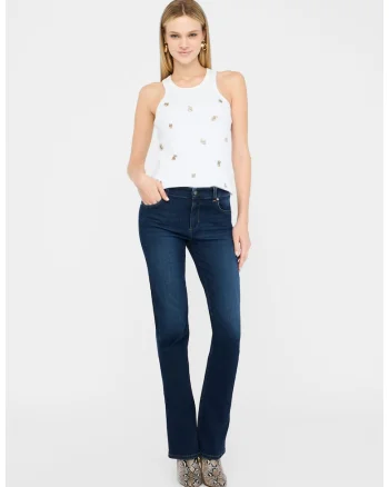 Blugi cu croiala bootcut si talie medie, Albastru