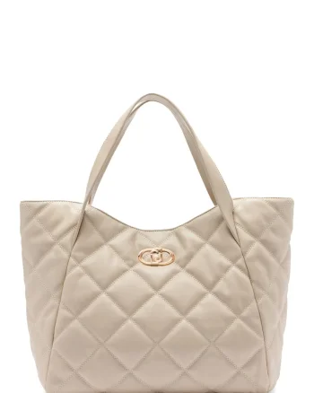 Geanta shopper matlasata, Bej