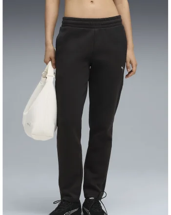 Pantaloni de trening cu buzunare laterale si talie medie, Negru
