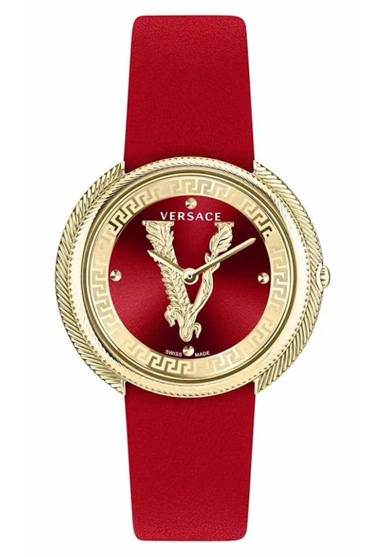 Ceas dama  Thea, rosu/auriu, piele/metal, 38mm, 5 ATM