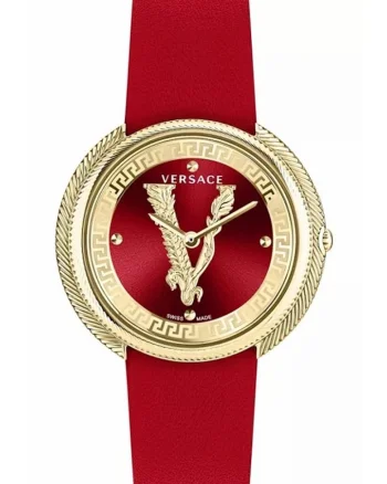 Ceas dama  Thea, rosu/auriu, piele/metal, 38mm, 5 ATM