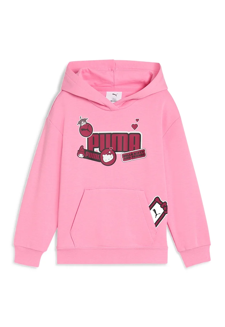 Hanorac relaxed-fit cu imprimeu, Alb/Roz zmeuriu/Roz pastel