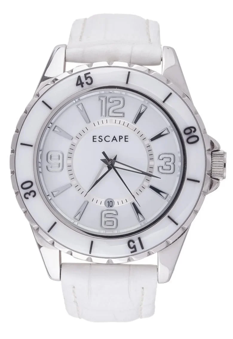 Ceas dama  ECP10219 curea piele ecologica argintie 41-45 mm, rezistenta la apa 5 ATM