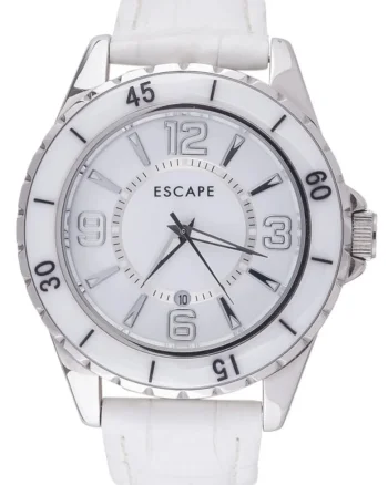 Ceas dama  ECP10219 curea piele ecologica argintie 41-45 mm, rezistenta la apa 5 ATM
