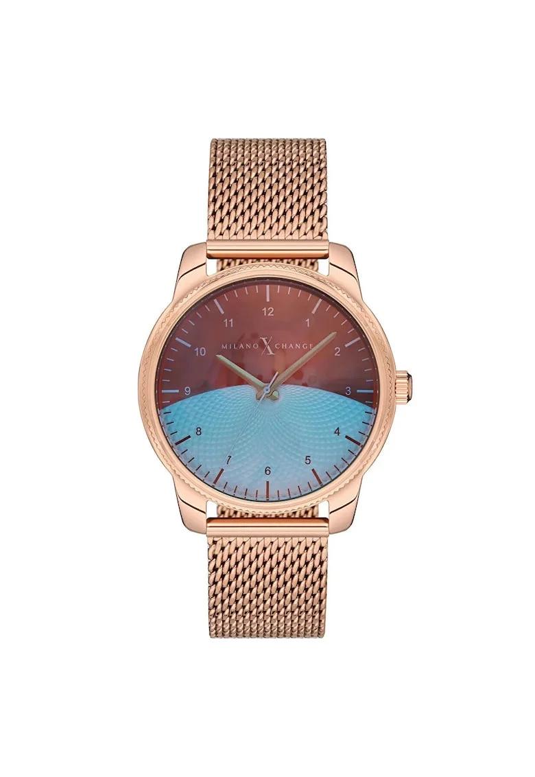 Ceas sport pentru femei  38 mm, carcasa din otel, roz aurie, curea din otel roz aurie, rezistent la apa 3 ATM