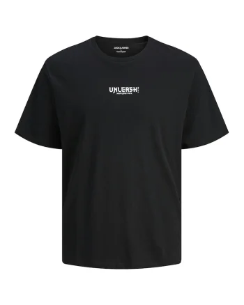 Tricou cu imprimeu si decolteu la baza gatului, Negru/Alb murdar