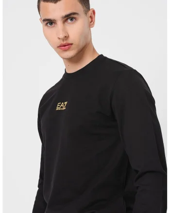 Bluza de trening cu detaliu logo si decolteu la baza gatului, Auriu/Negru