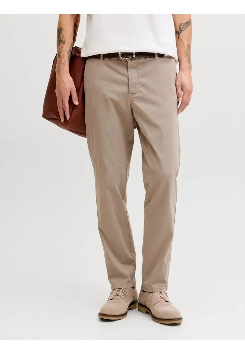 Pantaloni chino, barbati, Jpstollie Vance, Regular Fit, cu talie medie, Maro