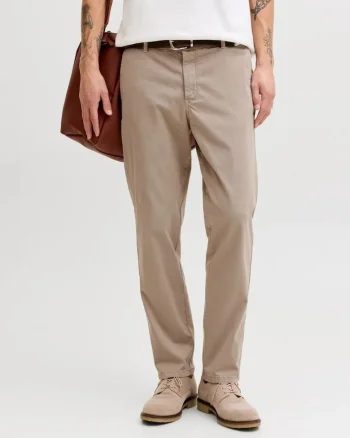 Pantaloni chino, barbati, Jpstollie Vance, Regular Fit, cu talie medie, Maro
