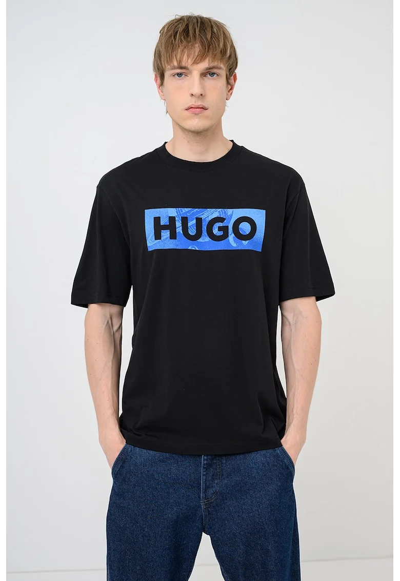 Tricou de bumbac cu imprimeu Nalien, Negru