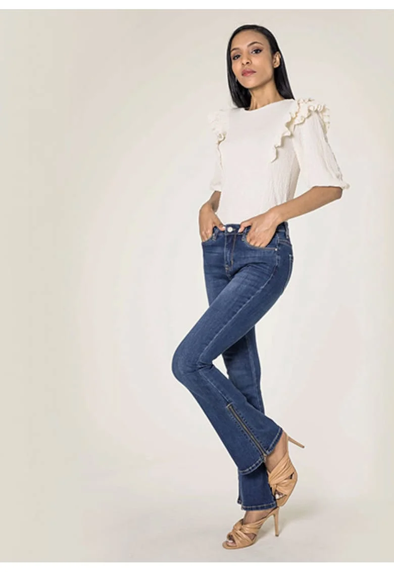 Blugi Dama Evazati BoatCut  Albastru Inchis P151L M10 17034, Albastru inchis